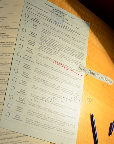 День выборов с Gorlovka.ua: в избирательном бюллетене «забыли» исключить из партии члена Партии регионов