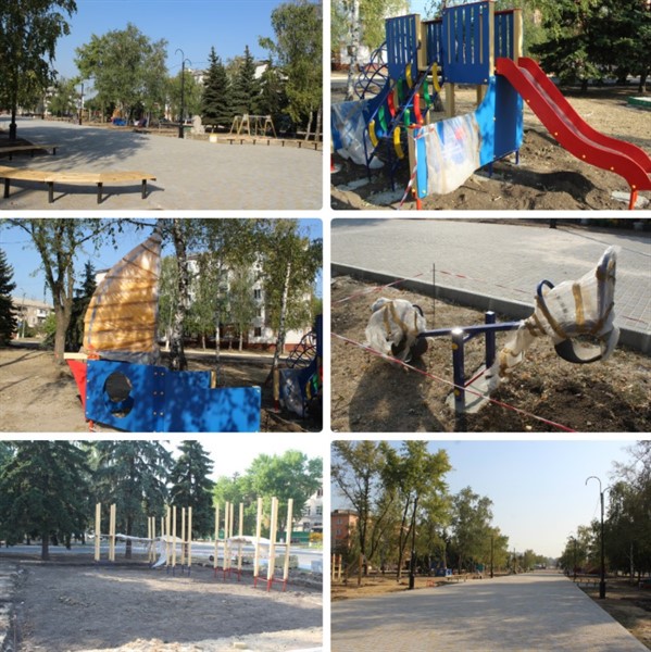 В Горловке продолжают ремонтировать детскую площадку на бульваре Димитрова 