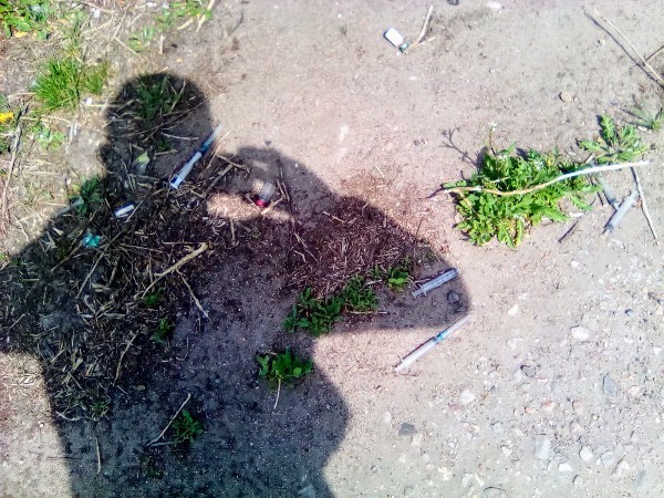 Детская аллея на пятом квартале в Горловке усыпана использованным шприцами (ФОТОФАКТ)